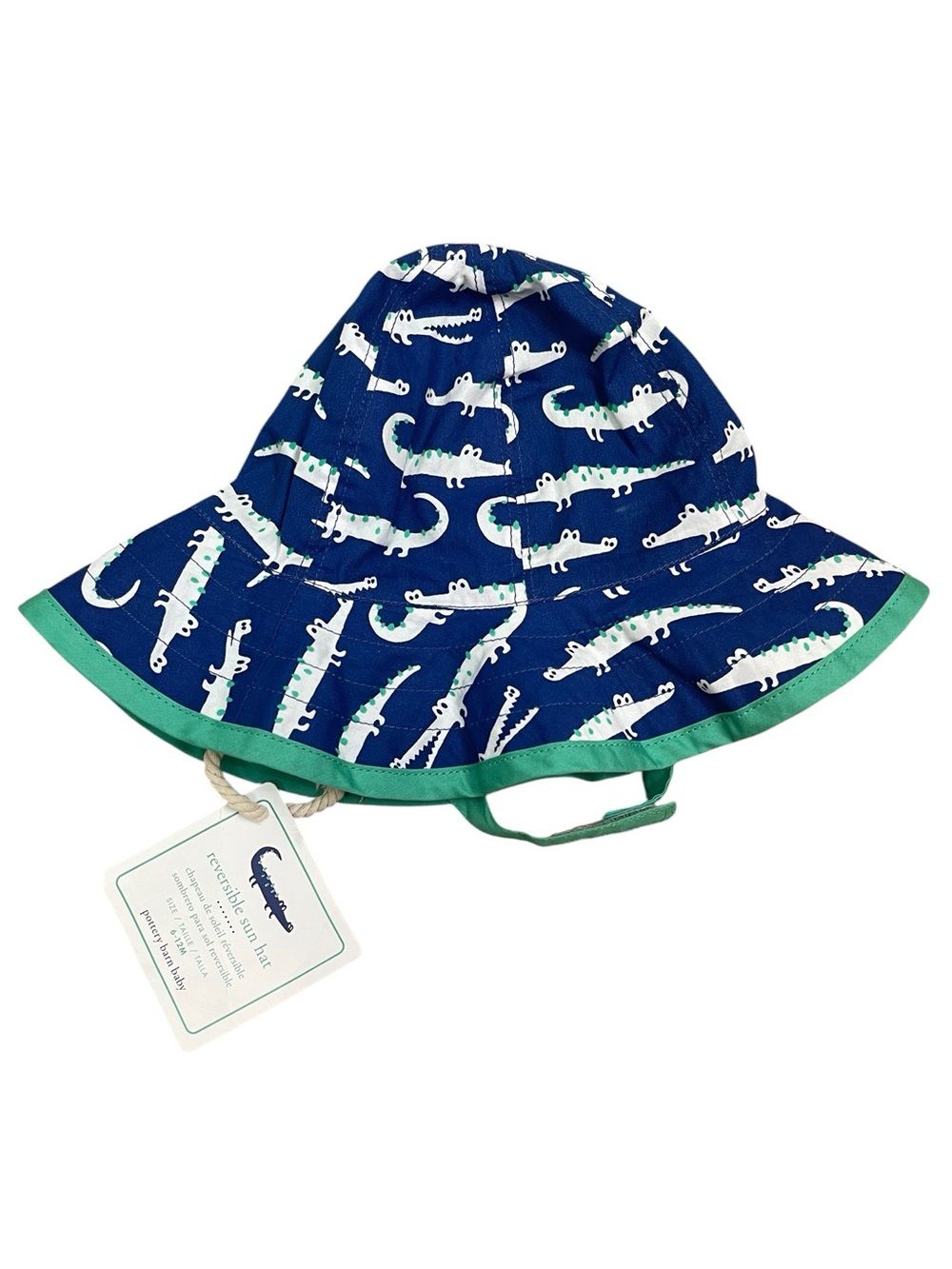 NWT Pottery Barn Baby Alligator Print Reversible Sun Hat/Bucket Hat 6-12 Months